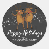 Chalkboard Dancing Rendier Kerst sticker (Voorkant)