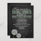 Chalkboard Dandelion Bridal Shower Invitations Kaart (Voorkant / Achterkant)