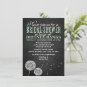 Chalkboard Dandelion Bridal Shower Invitations Kaart (Staand voorkant)