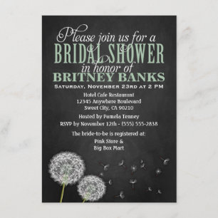 Chalkboard Dandelion Bridal Shower Invitations Kaart