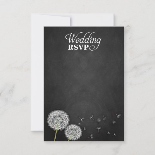 Chalkboard Dandelion Vintage Wedding RSVP-kaarten RSVP Kaartje (Voorkant)