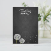 Chalkboard Dandelion Vintage Wedding RSVP-kaarten RSVP Kaartje (Staand voorkant)