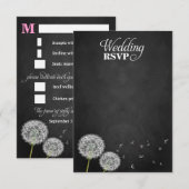 Chalkboard Dandelion Vintage Wedding RSVP-kaarten RSVP Kaartje (Voorkant / Achterkant)