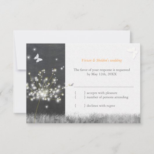Chalkboard Dandelion Wedding RSVP-kaart RSVP Kaartje (Voorkant)