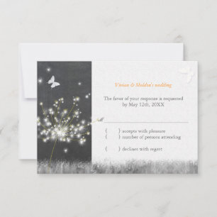 Chalkboard Dandelion Wedding RSVP-kaart RSVP Kaartje