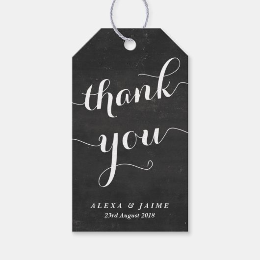 Chalkboard Dank u Schattigee moderne kalligrafie Cadeaulabel (Voorkant)