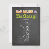 Chalkboard danserend Skeleton Halloween Party Invi Kaart (Achterkant)