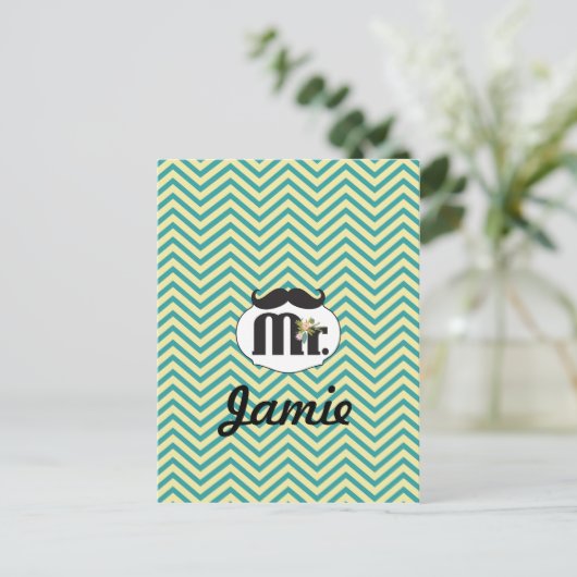 Chalkboard de heer Yellow en green Briefkaart (Staand voorkant)