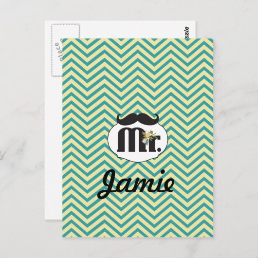 Chalkboard de heer Yellow en green Briefkaart (Voorkant / Achterkant)