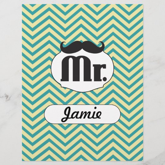 Chalkboard de heer Yellow en Green Zigzag Chevron (Voorkant)