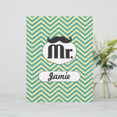 Chalkboard de heer Yellow en Green Zigzag Chevron (Staand voorkant)