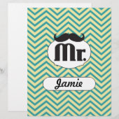Chalkboard de heer Yellow en Green Zigzag Chevron (Voorkant / Achterkant)