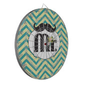 Chalkboard de heer Yellow en Green Zigzag Chevron Dartbord (Voorkant Links)