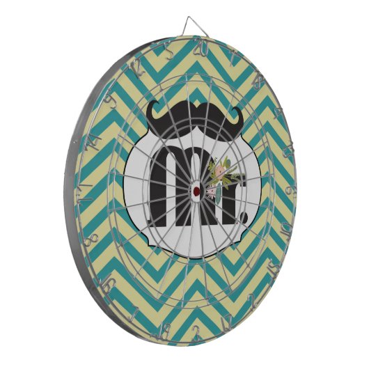 Chalkboard de heer Yellow en Green Zigzag Chevron Dartbord (Voorkant Links)