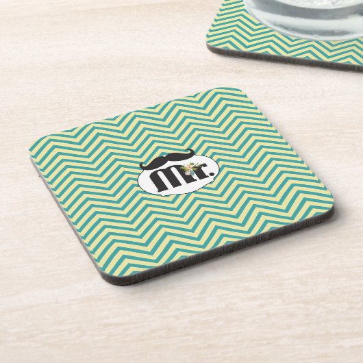 Chalkboard de heer Yellow en Green Zigzag Chevron Drankjes Onderzetter (Linkerzijde)