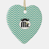 Chalkboard de heer Yellow en Green Zigzag Chevron Keramisch Ornament (Rechts)