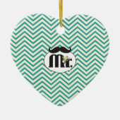 Chalkboard de heer Yellow en Green Zigzag Chevron Keramisch Ornament (Voorkant)