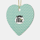 Chalkboard de heer Yellow en Green Zigzag Chevron Keramisch Ornament (Links)