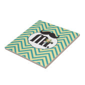 Chalkboard de heer Yellow en Green Zigzag Chevron Tegeltje (Zijkant)