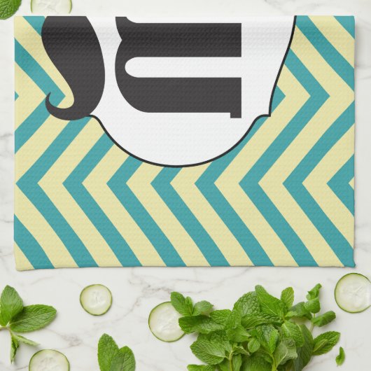 Chalkboard de heer Yellow en Green Zigzag Chevron Theedoek (Gevouwen)