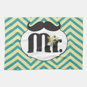 Chalkboard de heer Yellow en Green Zigzag Chevron Theedoek