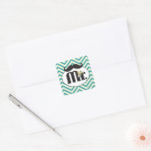 Chalkboard de heer Yellow en Green Zigzag Chevron Vierkante Sticker (Envelop)