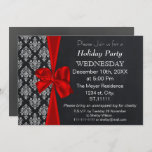 Chalkboard demask red bow Holiday party Uitnodigin Kaart<br><div class="desc">Chalkboard demask red bow,  festive,  Holiday Dinner,  Kerstfeestdag Uitnodiging</div>