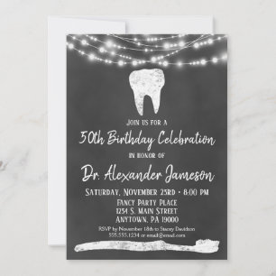 Chalkboard Dentist Birthday Party Invitation Kaart