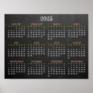 Chalkboard Design 2025 Kalender Poster
