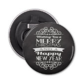 Chalkboard die je vrolijk kerstfeest geeft button flesopener (Voorkant)
