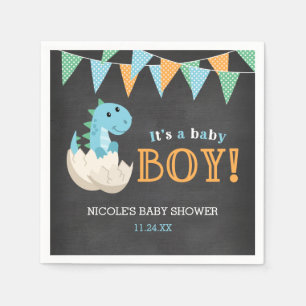 Chalkboard Dinosaur Boy Baby shower Servet