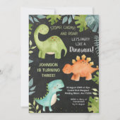 Chalkboard Dinosaur verjaardagsuitnodiging Kaart (Voorkant)
