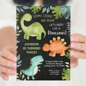 Chalkboard Dinosaur verjaardagsuitnodiging Kaart