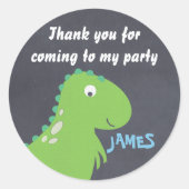 Chalkboard Dinosaurus Verjaardagsfeest Sticker (Voorkant)