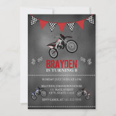 Chalkboard Dirt Bike Birthday Uitnodiging (Voorkant)