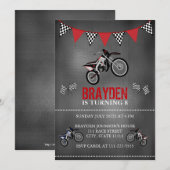 Chalkboard Dirt Bike Birthday Uitnodiging (Voorkant / Achterkant)