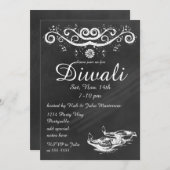 Chalkboard Diwali met Deepas en Lotus Kaart (Voorkant / Achterkant)