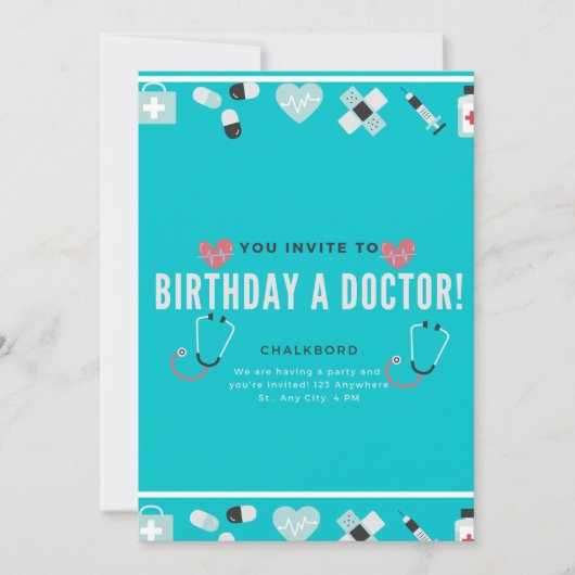 Chalkboard Doc... in Doctor Birthday Kaart (Voorkant)