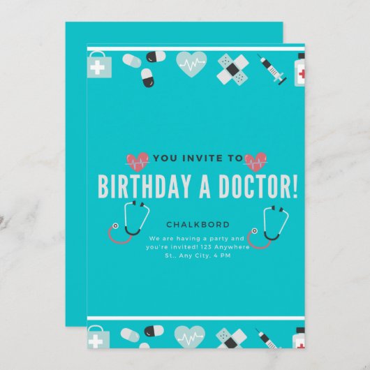 Chalkboard Doc... in Doctor Birthday Kaart (Voorkant / Achterkant)