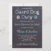 Chalkboard Dog Blue Boy Baby shower per post Kaart (Voorkant)