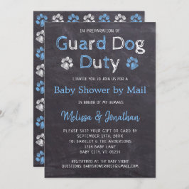 Chalkboard Dog Blue Boy Baby shower per post Kaart