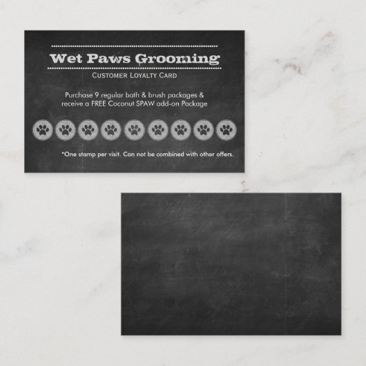 Chalkboard Dog/Pet Grooming Klantenkaartje (Voorkant / Achterkant)