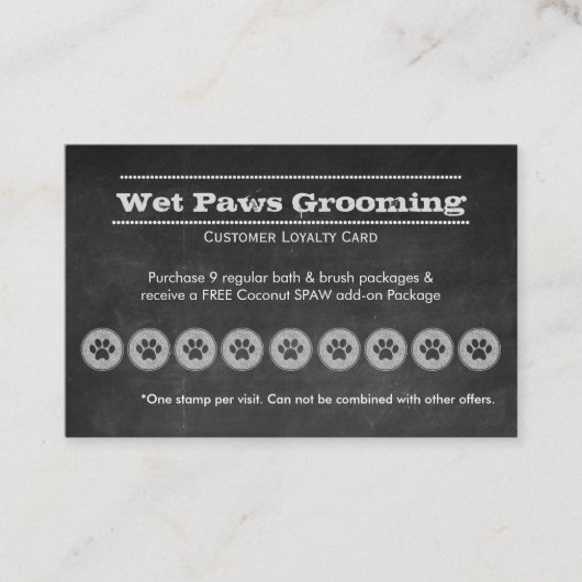 Chalkboard Dog/Pet Grooming Klantenkaartje (Voorkant)