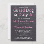 Chalkboard Dog Pink Girl Baby shower per post Kaart (Voorkant)