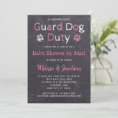 Chalkboard Dog Pink Girl Baby shower per post Kaart (Staand voorkant)
