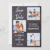 Chalkboard Dog Wedding Photo Collage Save The Date (Voorkant)