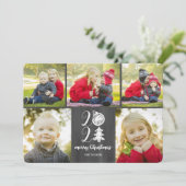 Chalkboard Doodle 2021 Photo Collage Feestdagenkaart (Staand voorkant)