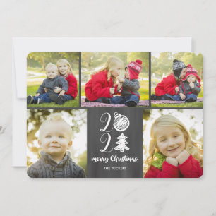 Chalkboard Doodle 2021 Photo Collage Feestdagenkaart
