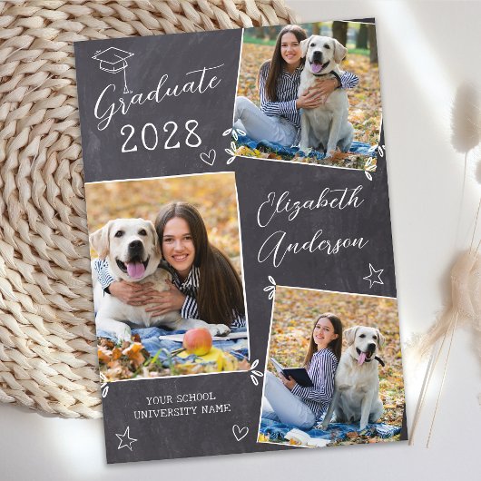 Chalkboard Doodle 3 Foto Uniek Afstuderen Aankondiging