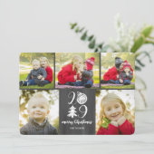 Chalkboard Doodle Christmas 2019 Fotocollage Feestdagenkaart (Staand voorkant)